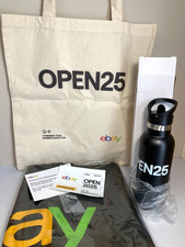 eBay Open 2025 Swag Lot of 2 Tote Bags Metal Water Bottle Pin Stickers New
