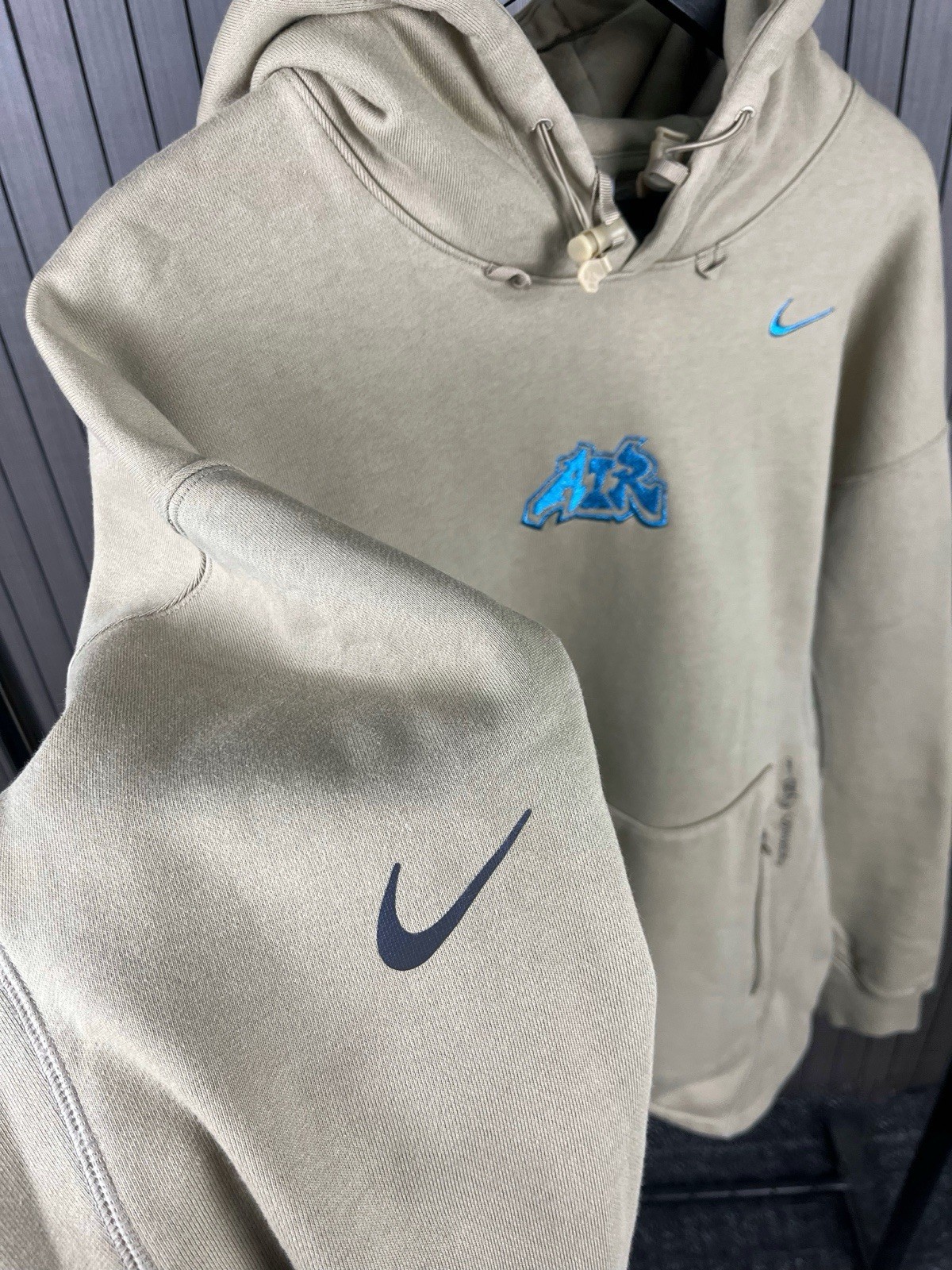 FELPA CON CAPPUCCIO OFF WHITE x NIKE FLEECE BEIGE AUTENTICA KAKI DN1760 247 L TAGLIA RARA