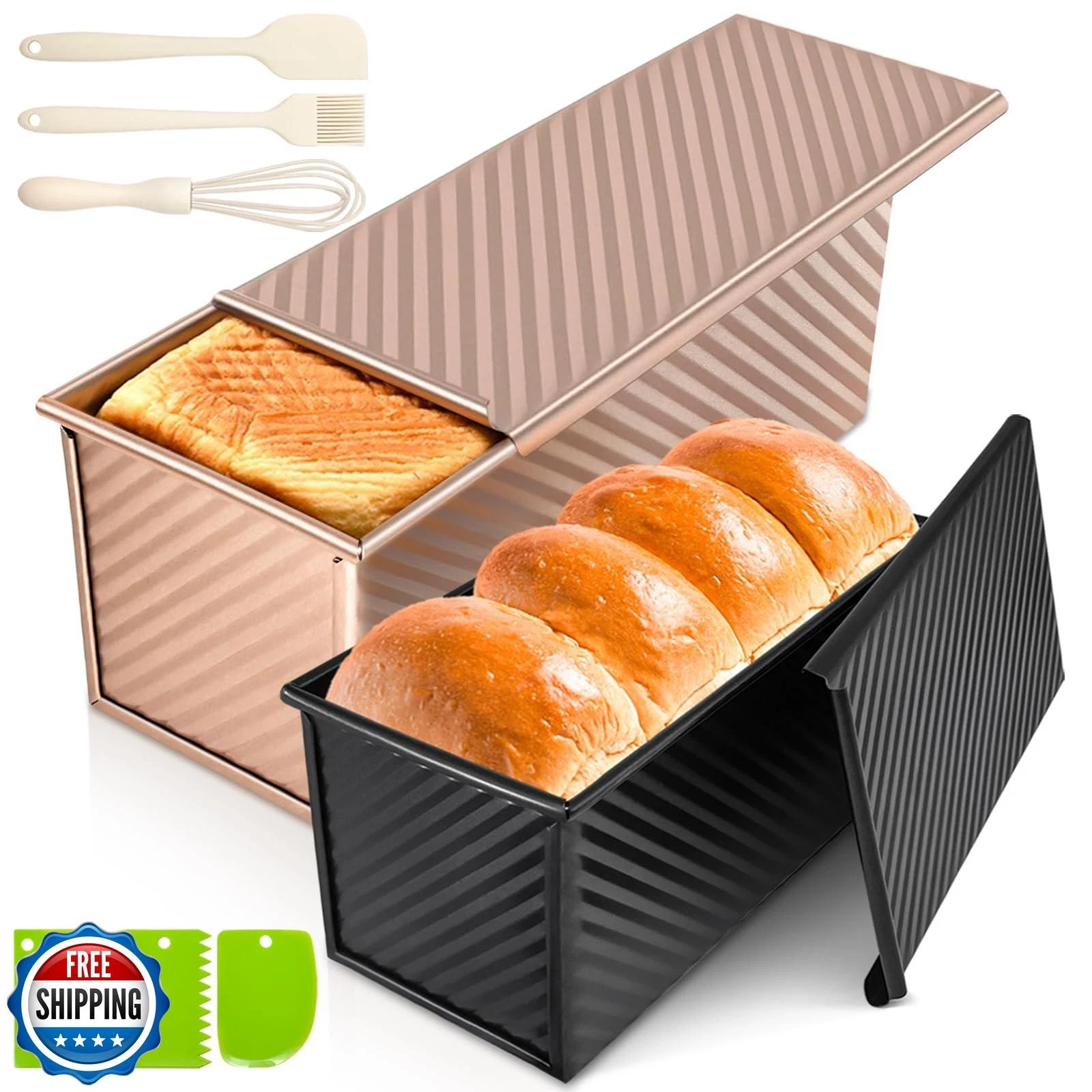 Dipanist 2Pack Pullman Loaf Pans with Lids – 2.2 LB and 1 LB Doug
