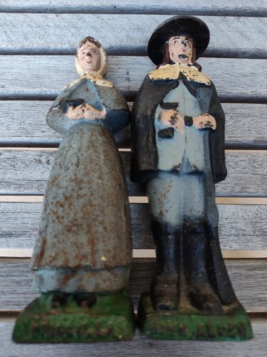 Vintage John Alden 7 inch Cast Iron Figure Priscilla Free Shipping - Picture 2 of 3