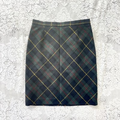 L.L. Bean Skirt Womens Sz 6 Tartan Plaid Wool A-Line Lined Back Zip