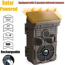 1080P 24MP Solar Wildlife Trail Camera  Hunting Game Camera 3X PIR Night Vision
