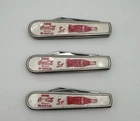 3x Vintage RARE Coca Cola Pocket Knife Colonial USA With Bottle Opener NOS