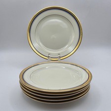Vintage Thomas Germany Porcelain Bread Plates Cobalt Blue Gold Set of 6 - 6 inch
