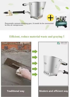 3.5L Pneumatic Cement Mortar Spray Gun Wall Plaster Hopper Tool