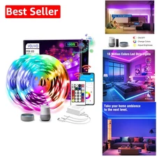 Versatile 100FT WiFi LED Strip Lights - Illuminate with 16 Million Colors