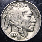 1937 Buffalo Nickel 5c US Coin Philadelphia Mint