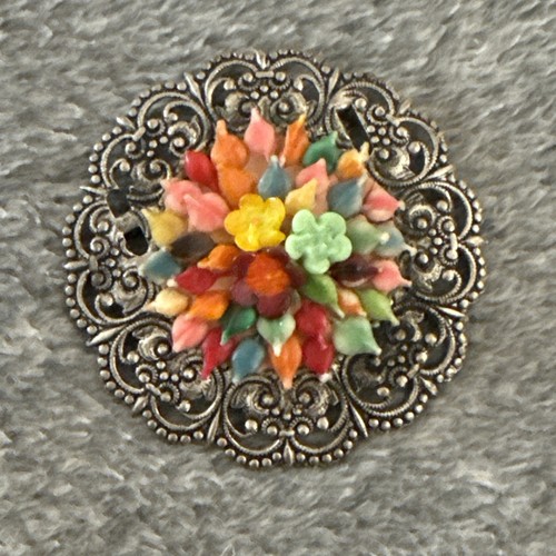 Vintage Celluloid Floral Brooch