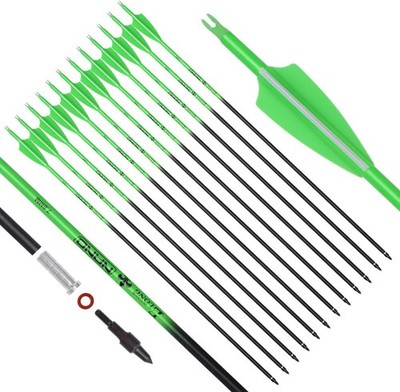 24-30'' Carbon Arrows 3'' TPU Vanes Archery Practice Arrows Outdoor Hunting 12X