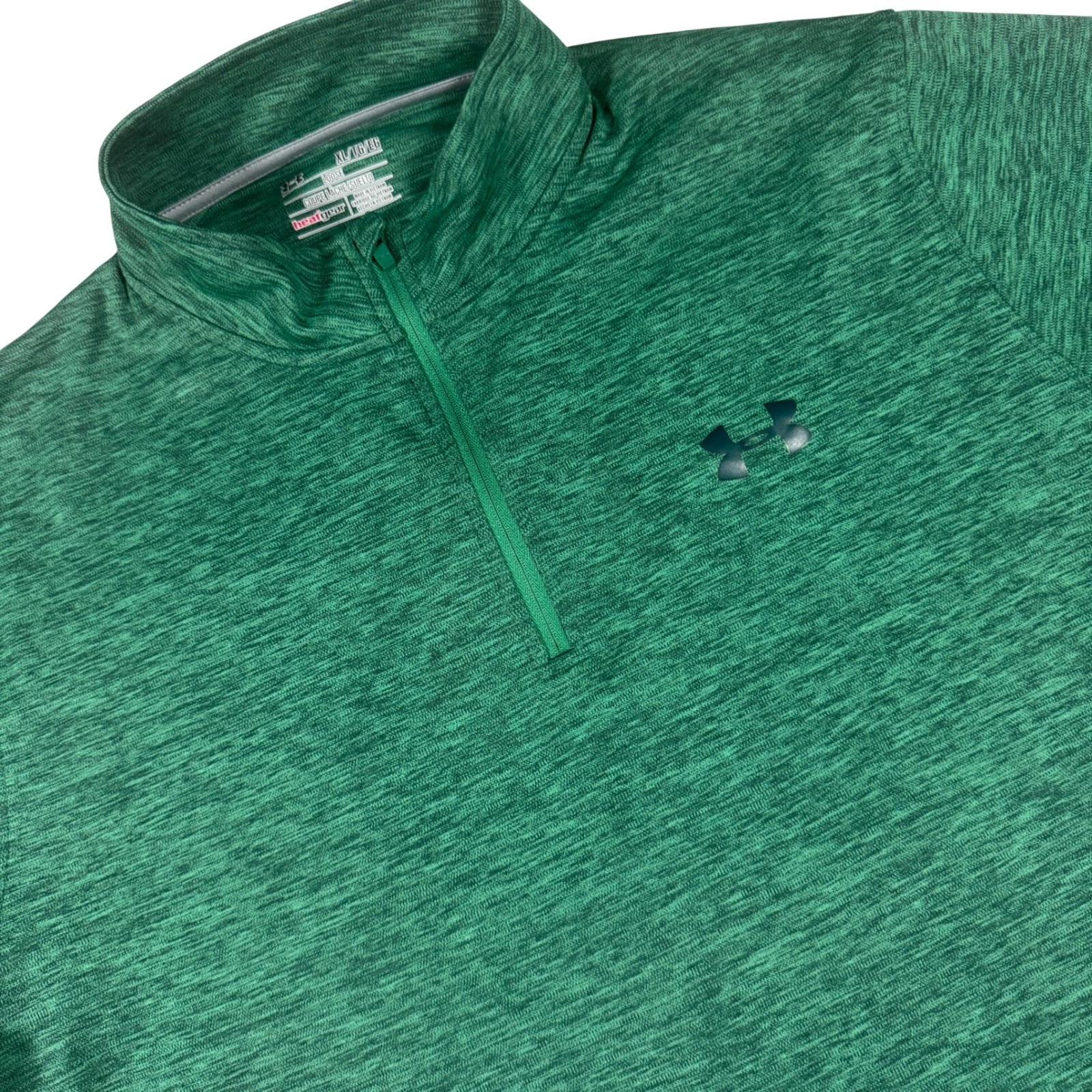 Under Armour Tech 2.0 Quarter Zip Pullover Mens XL Green Space Dye Heatgear