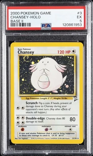 2000 POKEMON BASE SET 2 #3 CHANSEY-HOLO PSA 5