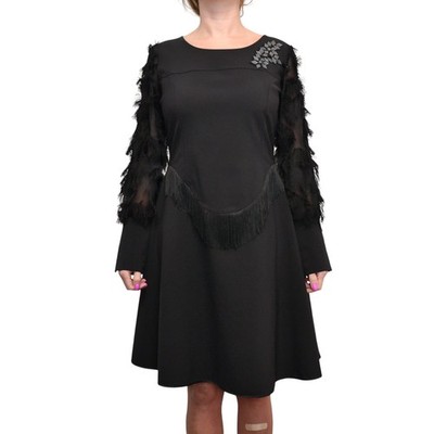 Save the Queen Designer Black Mesh Elements Black Dress Size XL Made in Italy