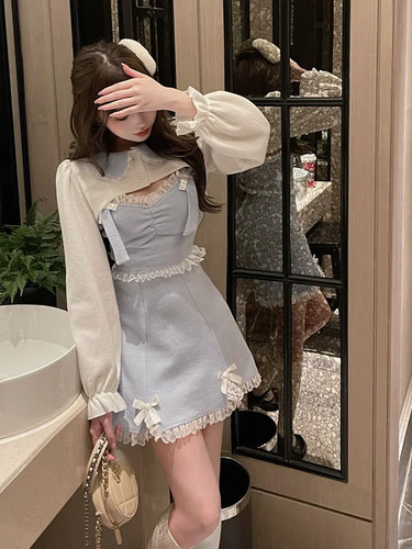 Lace Japanese Sweet Dress Women Party Mini Dresses Princess Dresse Winter - Picture 16 of 27