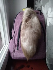 Real light brown fox tail Fur keychain Decoration for backpack bag car motorcycl