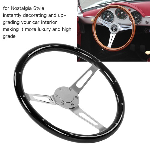 380mm 15in Classic Steering Wheel Assembly Walnut Grip 3 Spoke Riveted 6 Hole AU - Picture 4 of 12