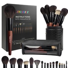 Makeup Brushes 16 Pcs Makeup Brush Set Professional, Wood Handle Travel Make ...