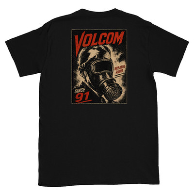 Volcom Breathe Right Since 91 Graphic T-Shirt Mens Retro Streetwear Black Tee