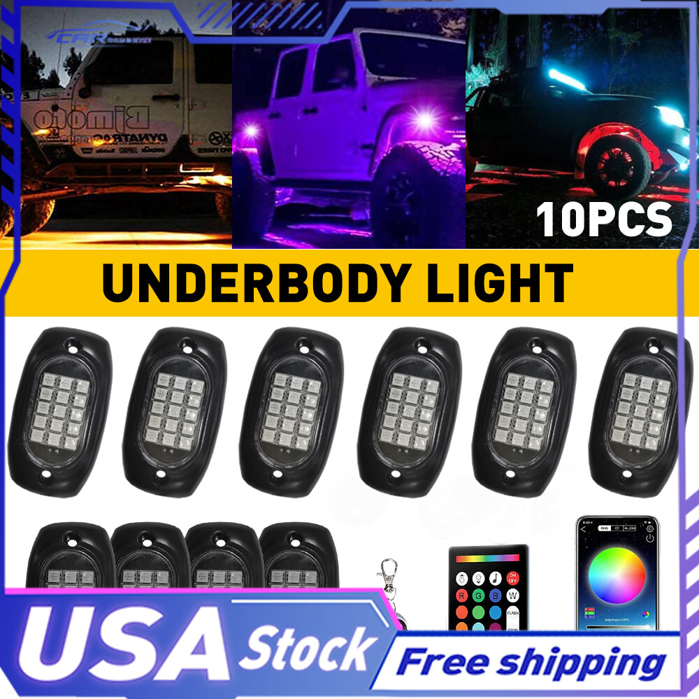 RGB LED Lights Rock Neon Underbody Strip Underglow Light Kit For Off-Road Truck