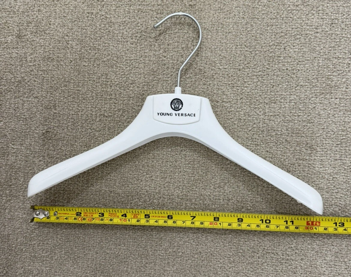 Appendiabiti in plastica antiscivolo Young Versace logo bianco 30 cm bambini nuovo
