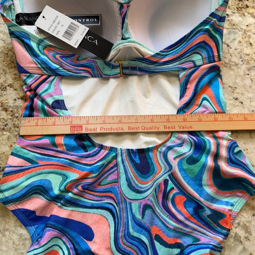 La Blanca Badeanzug Größe 10 Gebändert Mio Twist Mehrfarbig Crystal Cove Einteiler - Bild 19 von 20