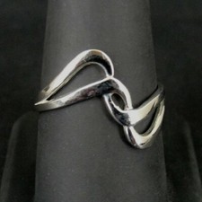Ring Silver Abstract Curved Swoosh Band Sterling 925 Size 8.5 Ring 8 1/2