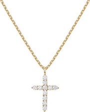 14K Gold Plated Cubic Zirconia Cross Necklace Women Cross Faith