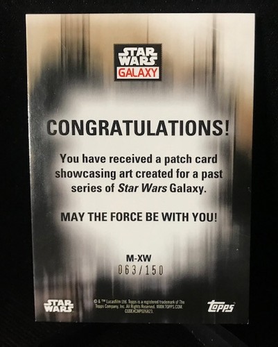 2019 Topps Star Wars Galaxy Patch Card #M-XW Green Parallel #063/150 X-Wing - Picture 2 of 2