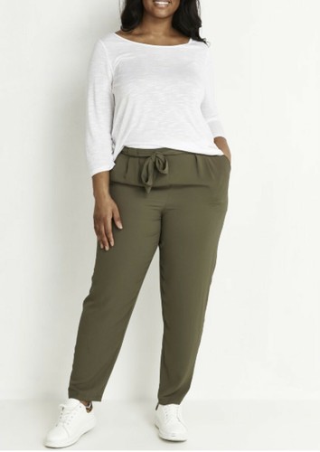 EVANS Womens Tapered Leg Belted Trouser 