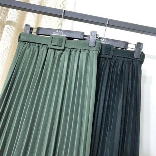 Damenmode Mittellang A-Linie Faltenrock Dame Langes Kleid Elegant Büro - Bild 19 von 29