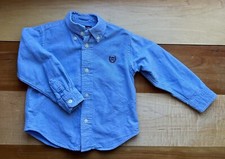 Chaps Toddler Baby Boy Solid Blue Oxford Button-Down Dress Shirt 24 Months
