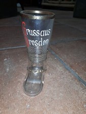 Altes Sammlerglas Glas Stiefel "Gruss aus Dresden" Email alt antik 1/4 Liter
