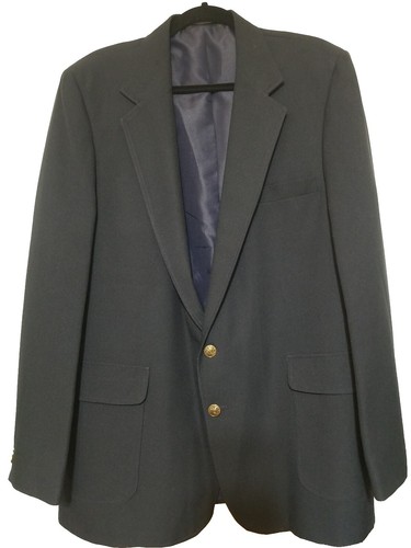 Vintage Haggar Gentlemens Fit NavyDarkBlue BlazerSportCoat 46L Brass Buttons USA