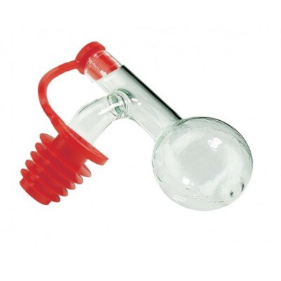 Lot De 2 Bouchons Doseurs Fackelmann - Forme Boule 2,5cl - Pour Alcool, Sirop - Plastique Rouge 9x7cm