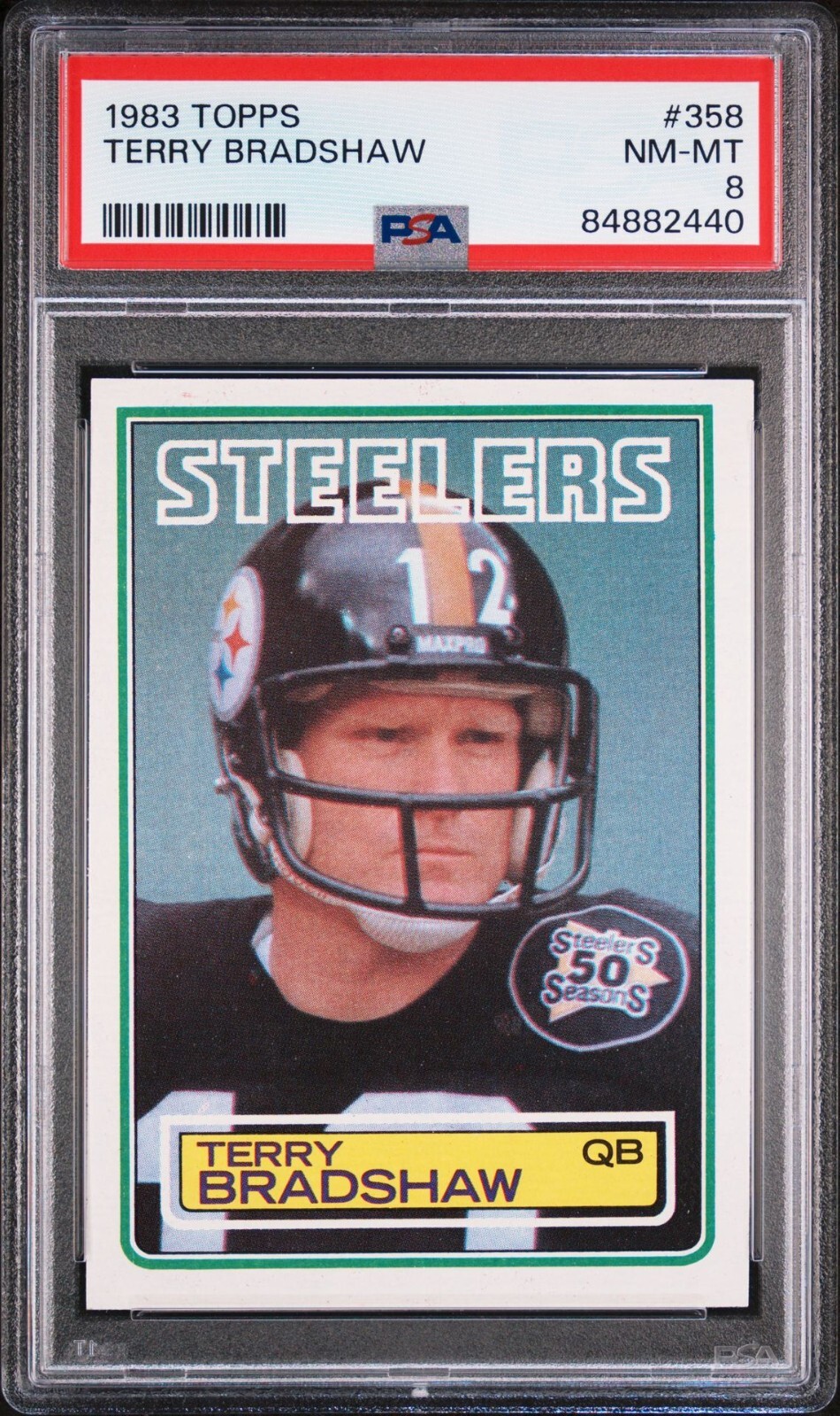 1983 Topps #358 Terry Bradshaw - Steelers - PSA 8 - NM-MT - 84882440 -🔥