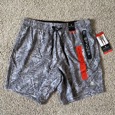 SPYDER Mens Swim Shorts Gray Quick Dry UPF 30 Zip Pocket Boxer Lined Trunks M