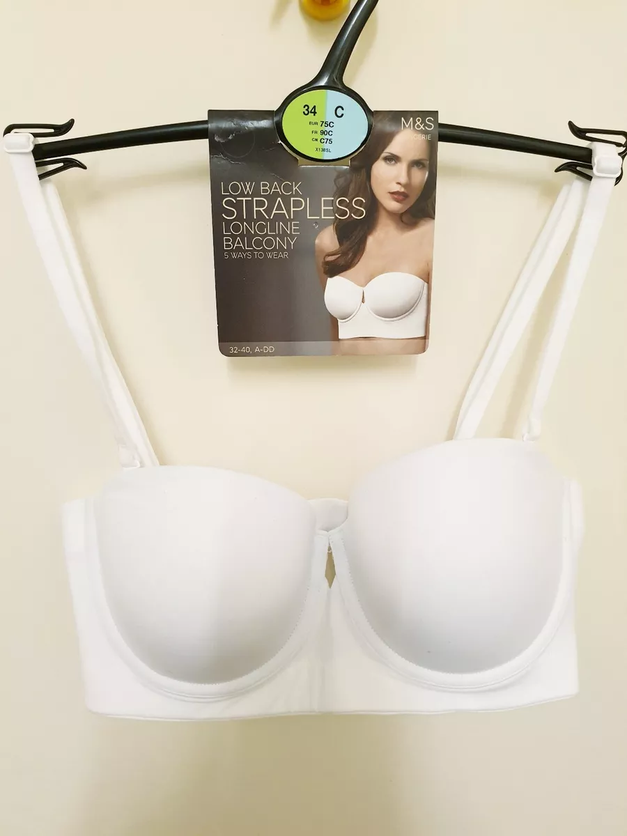 M S Underwired Padded Low Back Strapless Longline Balcony Bra 5