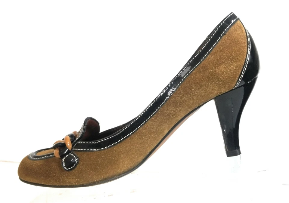 Moschino Cheap and Chic Women Pumps Brown Suede Chain High Heels Size 39.5 - Image 2 of 4