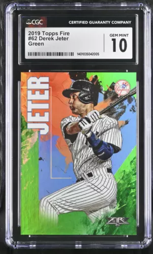 2019 Topps Fire #62 Derek Jeter Green Parallel /199 CGC Gem Mint 10