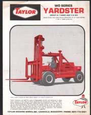 Taylor "WO Series" Yardster Industrial Forche Sollevatore Camion Brochure Foglio