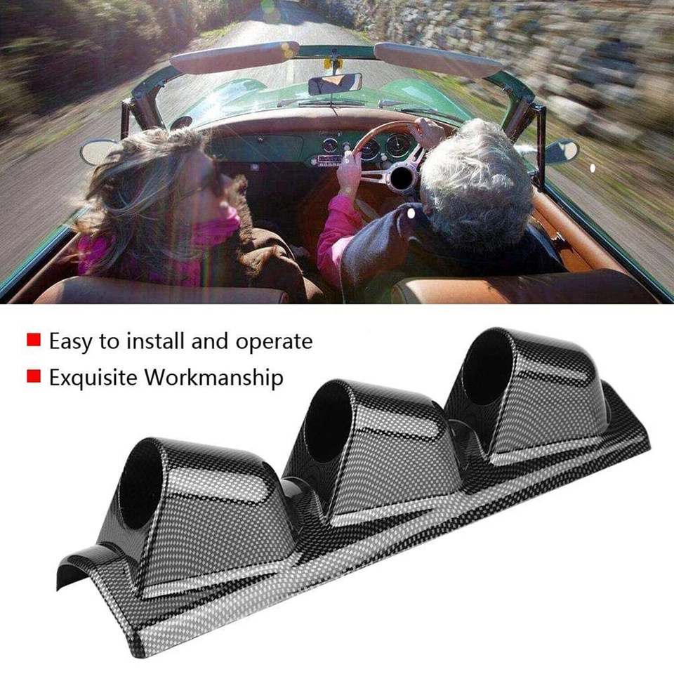 Suporte de medidor de montagem triplo 3 furos pilar pod carbono automático universal esquerdo 2" 52mm - Imagem 4 de 4