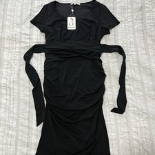 NWT Kimi + Kai Maternity M Medium Black Dress Short Sleeve With Belt