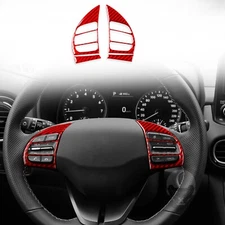 For Hyundai Kona N 18-23 Red Carbon Fiber Dashboard Steering Button Panel Cover
