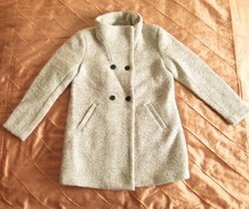 ONLY DAMEN BOUCLE BASIC KURZMANTEL CABAN BEIGE MELIERT MIT WOLLE L 40 NEU 