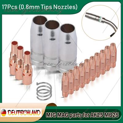 17x MIG/MAG Teile Set für MB25 - Stromdüsen (Ø 0,8mm) verschleißteile MB25/AW250