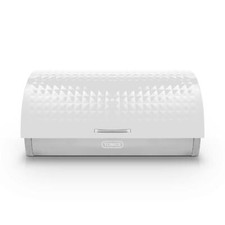 Image of Tower T826206WHT Solitaire Bread Bin, Silver stainless steel body, White lid