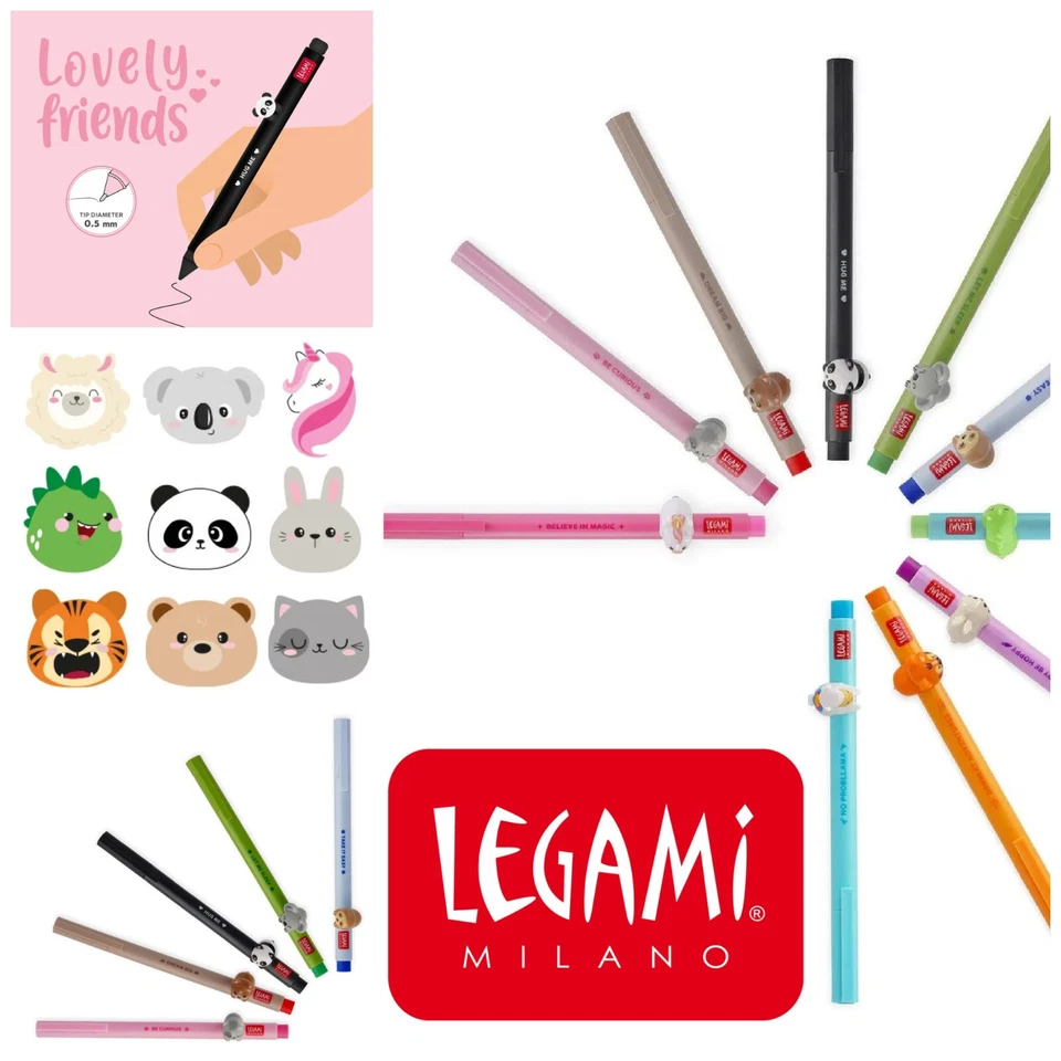 Legami Gelstifte Lovely Friends Gelschreiber Stifte pens Tiere Milano Monster