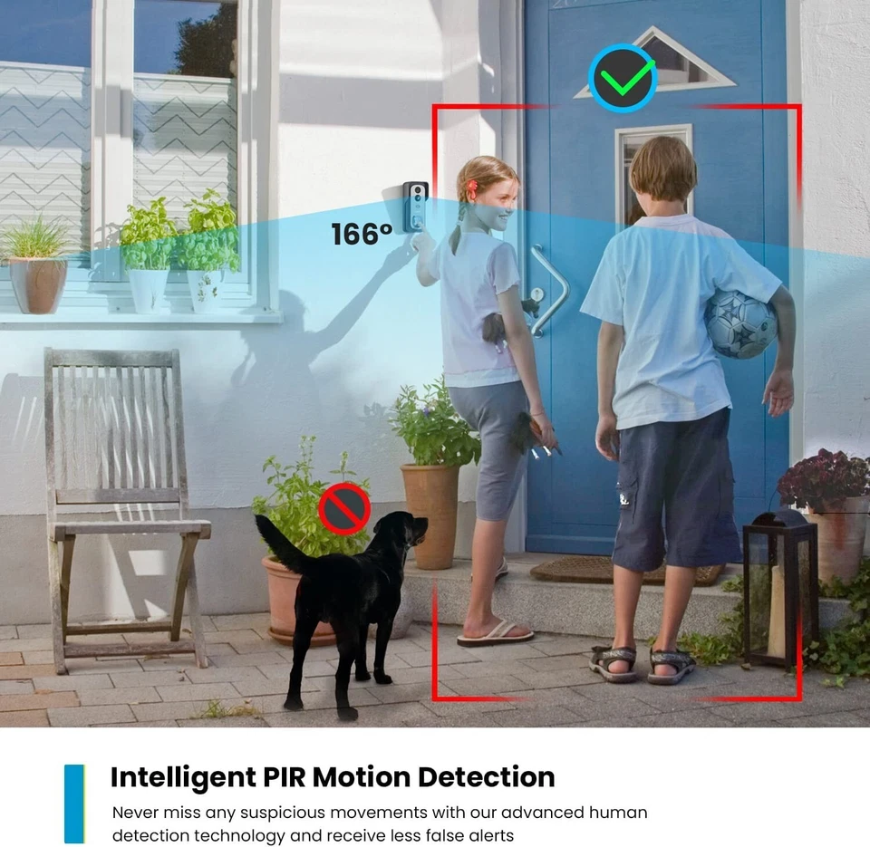 ieGeek 2K Wireless Battery Video Doorbell Camera Smart Home WiFi Chime Bell UK - Image 4 of 4