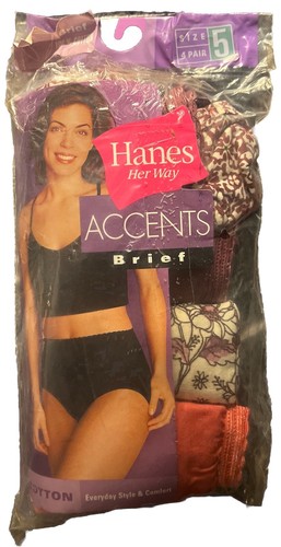 Hanes Her Way Slips 100% BAUMWOLLE Vintage 4er Pack GRÖSSE 5 EINGESTELLT