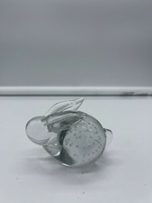 Vintage Crystal Bunny Rabbit Paperweight Controlled Bubbles Taiwan