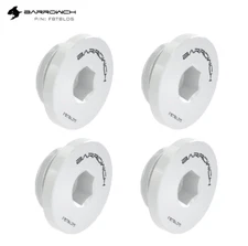4 x Barrow BarrowCH G1/4 Stop Plug Fitting Low Profile Internal Hex Socket White